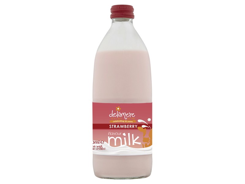 500ml Strawberry Flavour Milk Glass 