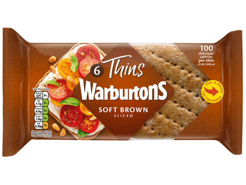 Warburtons Brown Sandwich Thins x 6