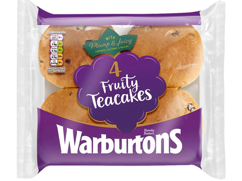 Warburtons Fruit Teacakes 4pk