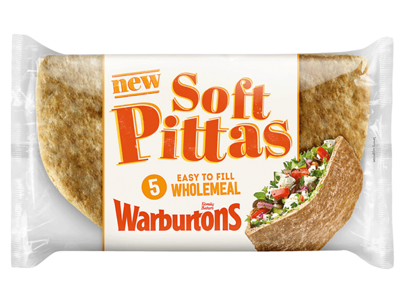 Warburtons Soft Wholemeal Pittas x 5