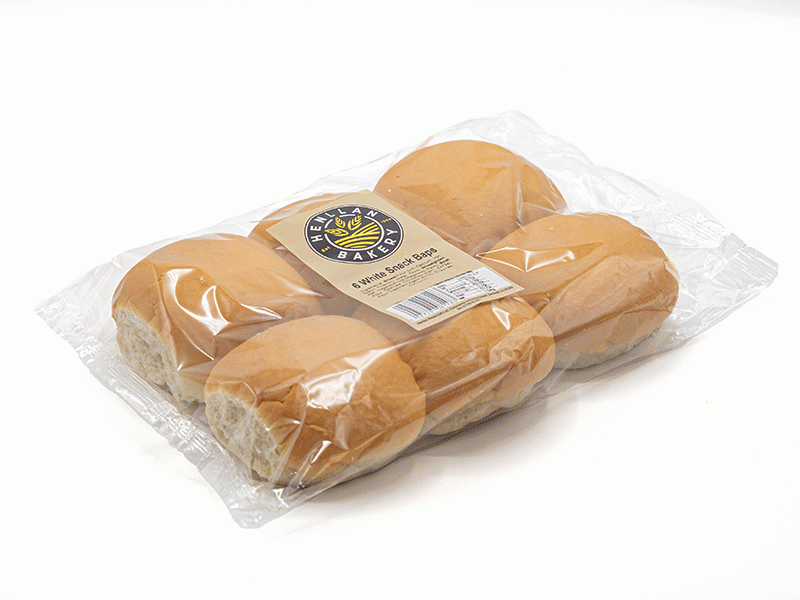 Henllan Bakery White Snack Baps x 6 